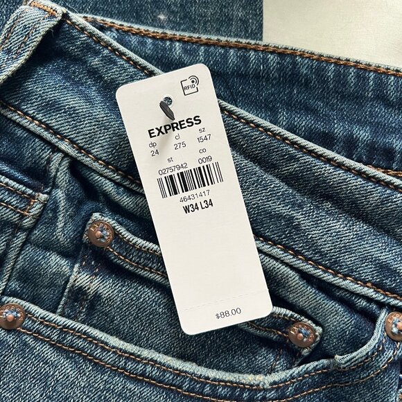 Express Straight Hyper Stretch Jeans 34 x 34 - Picture 4 of 4